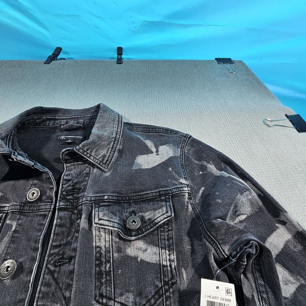 NWT Inc International Concepts Jacket Men Medium stone wash heart denim - Picture 4 of 11